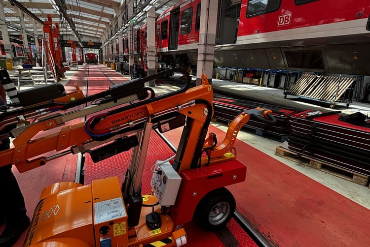 Orange Smartlift at the train workshop